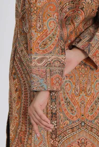 Kashifa Ecru Kani Jamavar Long Coat Outer Jacket image 6