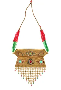 Traditional Navratna Kundan Statement Necklace image 2