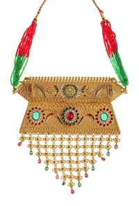Traditional Navratna Kundan Statement Necklace image 3