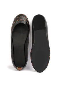 Onyx Black Cruelty Free Leather Flat Ballerinas image 2