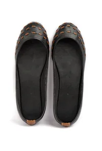 Onyx Black Cruelty Free Leather Flat Ballerinas image 3