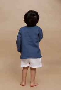 Set of 2: Blue Kota Shirt and white Short image 3