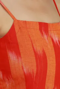 Orange Ikat Printed Spaghetti Strap Jumpsuit image 6