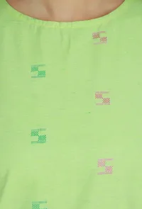 Set of 2 Lime Green & Yellow Striped Cotton Viscose Kurta with Matching Pants image 6