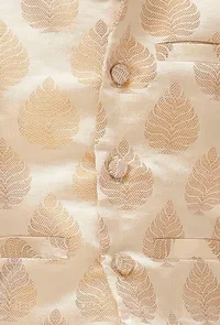 Beige Brocade Nehru Jacket image 4