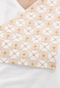 White Cotton Kurta With Mustard Kantha Embroidery image 5