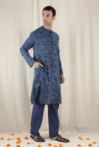 Nabanil Cotton Indigo Long Kurta image 2