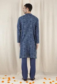 Nabanil Cotton Indigo Long Kurta image 3