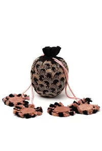 Black Dupion Silk Potli with Pink Strings image 2