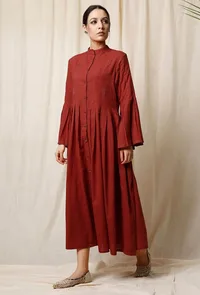 Gerua Box Pleated Cotton Slub Dress image 3