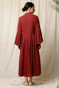 Gerua Box Pleated Cotton Slub Dress image 4