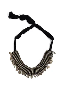 Sama Black Silver Brass Tribal Necklace image 2
