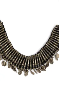 Sama Black Silver Brass Tribal Necklace image 3