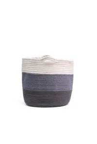Three Tone Grey Cotton Jute Basket image 2