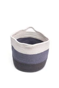 Three Tone Grey Cotton Jute Basket image 3