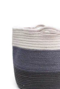 Three Tone Grey Cotton Jute Basket image 4