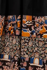 Black Cotton Kurta With Kalamkari Border image 6