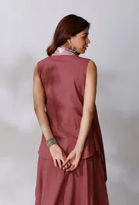 Mauve Color Cotton Wrap Around Reversible Shirt image 4