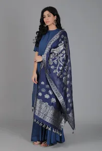 Sapphire Blue Chanderi Brocade Dupatta image 2