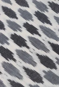 Set of 3: Grey Ikat Cotton Suit with Bottoms and Dupatta image 2