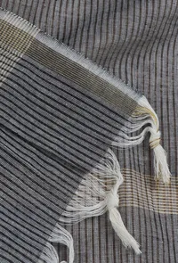 Set of 3: Grey Ikat Cotton Suit with Bottoms and Dupatta image 3