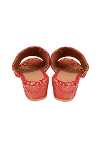 Rose Red Brocade Block Heels image 5
