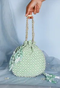 Minty Chikankari Georgette Potli image 1