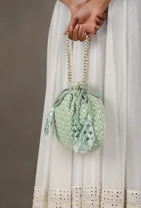 Minty Chikankari Georgette Potli image 2