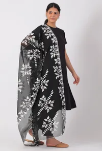 Black Chickoo Net Embroidered Dupatta image 2