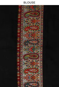 Kashmiri Inspired Floral Printed Silk Wool Saree with Unstitched Blouse image 3