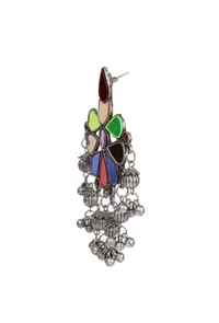 Lightweight Designer Multi Color Glass Meena Flower Design Partywear Earring image 3