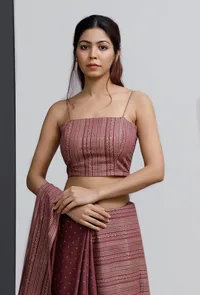 Plum Block-Printed Strappy Bustier Crop Top image 2