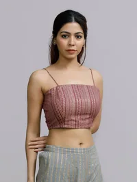 Plum Block-Printed Strappy Bustier Crop Top image 4