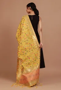 Yellow Color Semi Silk Dupatta With Zari Weaving image 4