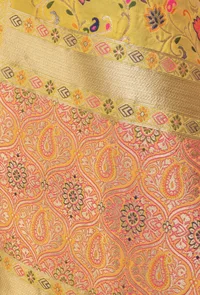 Yellow Color Semi Silk Dupatta With Zari Weaving image 5