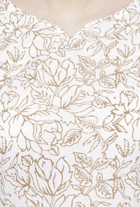 Set of 2: Muse Brown V Neck Floral Hand-Block Printed Straight Fit Cotton Kurta with Muse  Quatrefoil Handblock Cotton Pants image 6