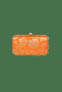 Tangerine Brocade Box Clutch with Sling (8 X 2 X 4.5) image 2
