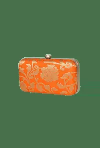 Tangerine Brocade Box Clutch with Sling (8 X 2 X 4.5) image 3