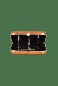 Tangerine Brocade Box Clutch with Sling (8 X 2 X 4.5) image 4