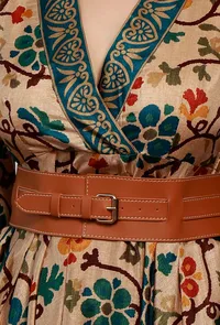 Beige Kalamkari Printed Cotton Silk Asymmetrical Dress image 4