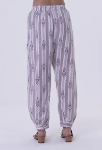White & Multicolor Motif Cotton Pant image 3