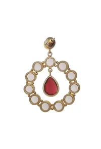 Red Stone Pearl Earrings image 4