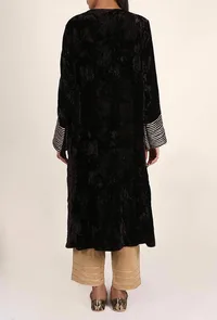 Black Velvet Gota Work Chenille Phiran image 4