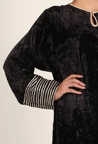 Black Velvet Gota Work Chenille Phiran image 5