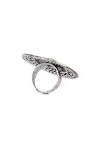 Oxidized Silver Designer Durga Ji Studded Adjustable Ring image 4