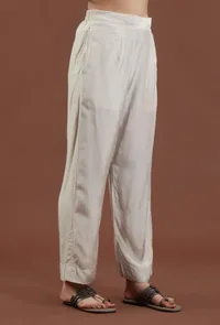 Solid Ivory Shantoon Straight Pant image 3