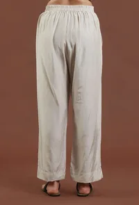 Solid Ivory Shantoon Straight Pant image 4