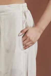 Solid Ivory Shantoon Straight Pant image 5
