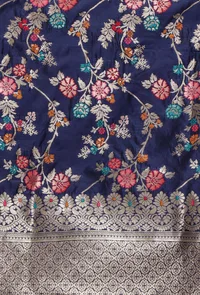 Navy Blue Color Semi Silk Dupatta With Zari Weaving image 5