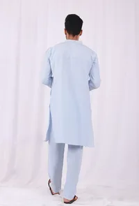 Set of 2: Blue Striped Cotton Kurta and Pajama image 4